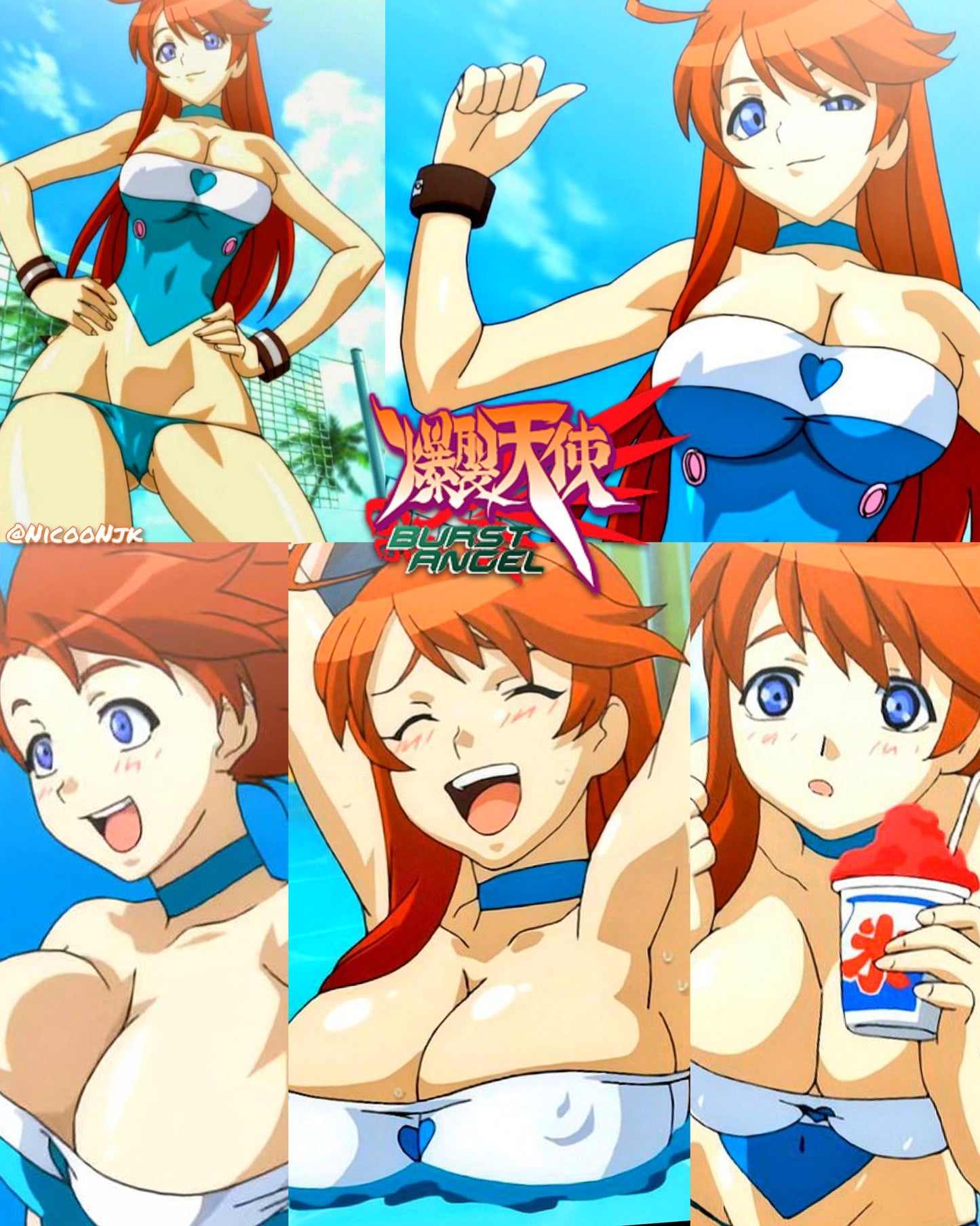 Burst angel (ecchi): Meg swimsuit 7 pc layout
