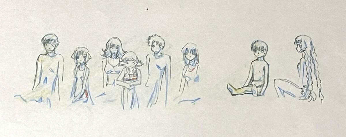 Chobits: Beach scene Chi + Hideki Motosuwa animation genga lot
