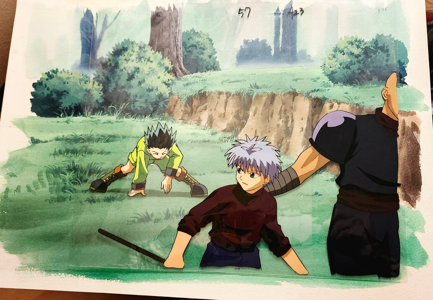 Hunter X Hunter: Killua +Gon + Hanzo's arm animation Cel + background