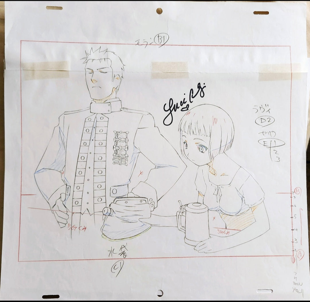 Last Exile:Lavie Head key animation layout genga #2 signed by Luci Christian