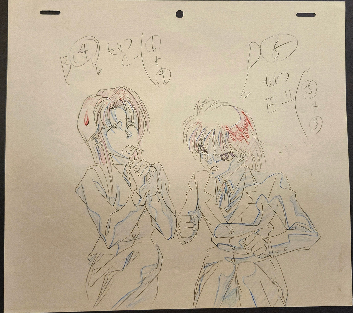 Yu Yu Hakusho Shizuru Kuwabara + Keiko Yukimura animation genga 2 pc set Yoshihiro Togashi