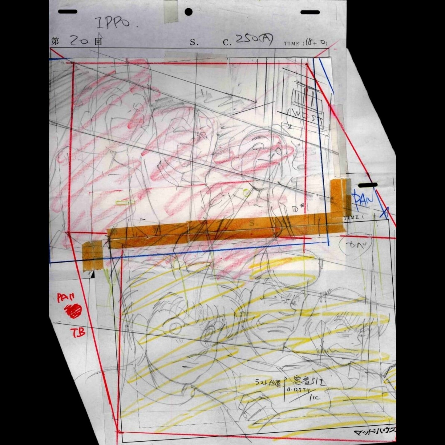 Hajime no Ippo: Ippo + takamura/group animation pan layout genga