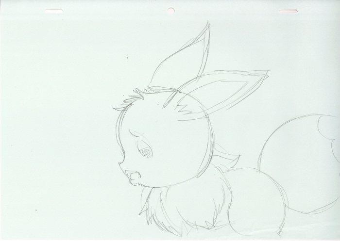 Pokémon Journeys: Eevee rough key animation genga