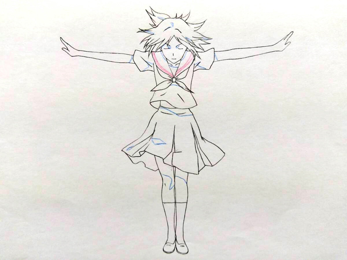 Natsume's Book of Friends:  Nyanko-sensei turns into Reiko Natsume animation douga/genga 3pc s1 ep 4