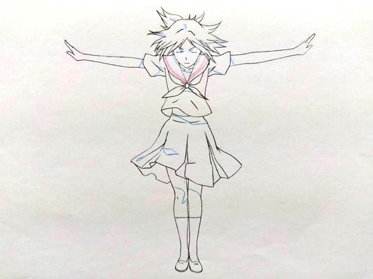 Natsume's Book of Friends:  Nyanko-sensei turns into Reiko Natsume animation douga/genga 3pc s1 ep 4