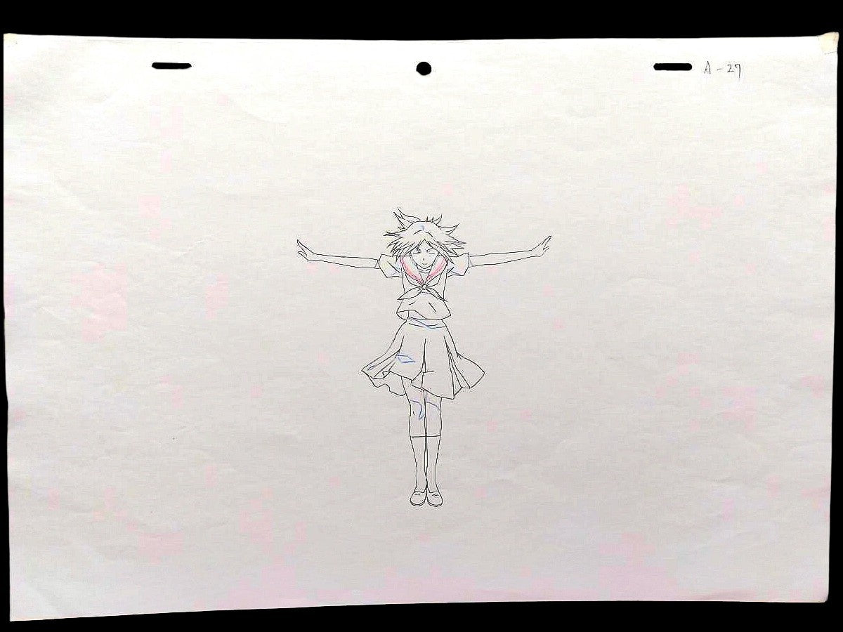 Natsume's Book of Friends:  Nyanko-sensei turns into Reiko Natsume animation douga/genga 3pc s1 ep 4