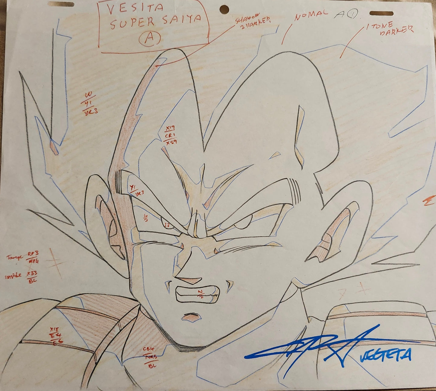 Dragonball Z: ssj Vegeta animation douga signed by Chris sabat