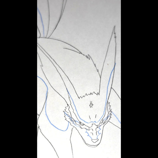 Naruto Shippuden: Kurama with mini Naruto on his head animation douga