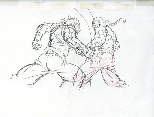 Baki-Dou (ONA 2): Retsu Kaioh vs Musashi Miyamoto rough genga pan