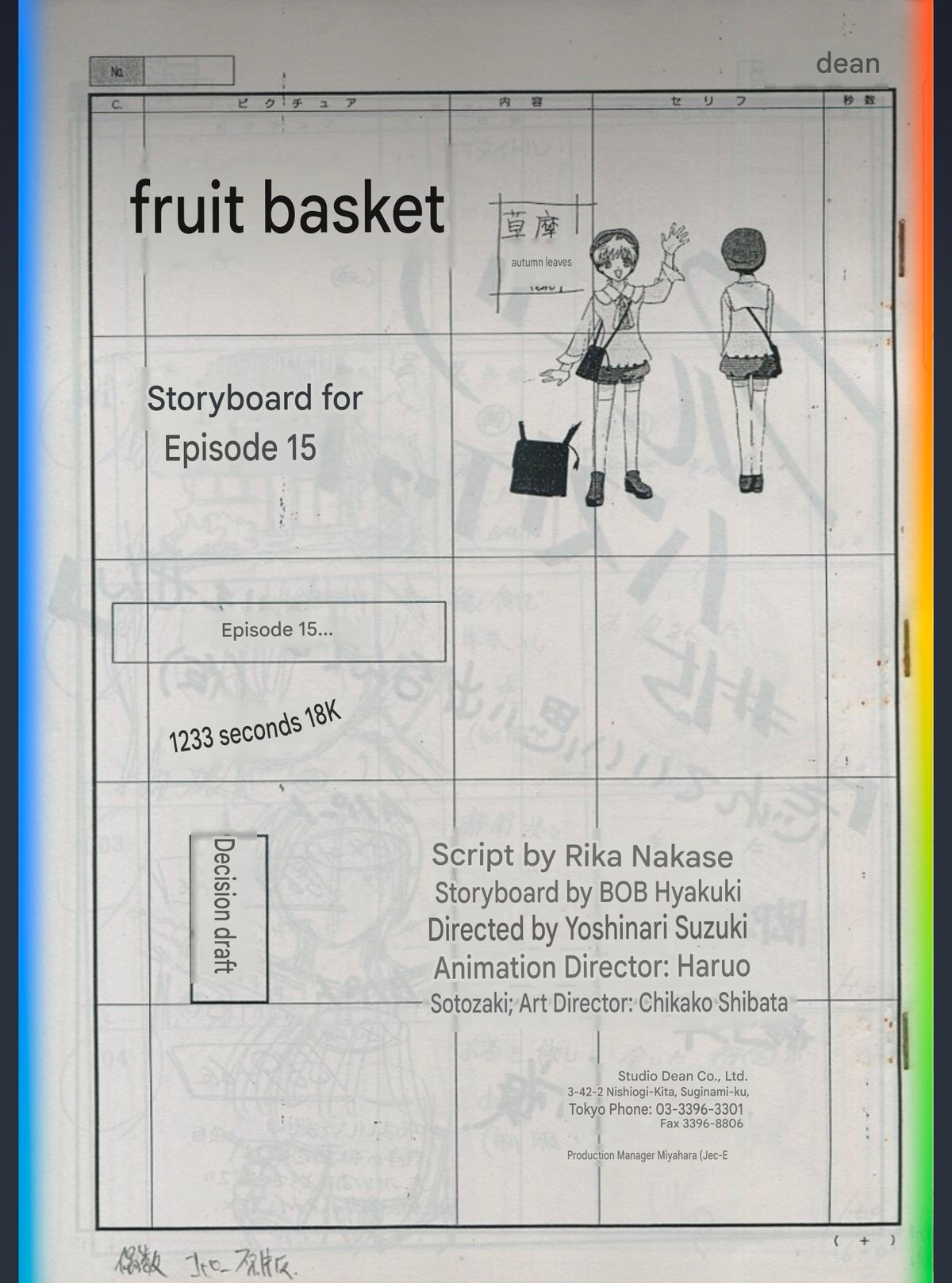 Fruits Basket: Storyboard #15 "There Are No Memories It's OK to Forget"