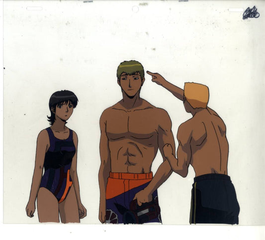 GTO Great Teacher Onizuka: Onizuka, Murai, Fuyutsuki swim suit Animation Cel 3 pc