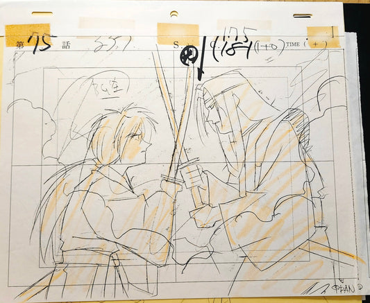 Rurouni Kenshin: kenshin + Amakusa Shougo 7pc key animation layout genga