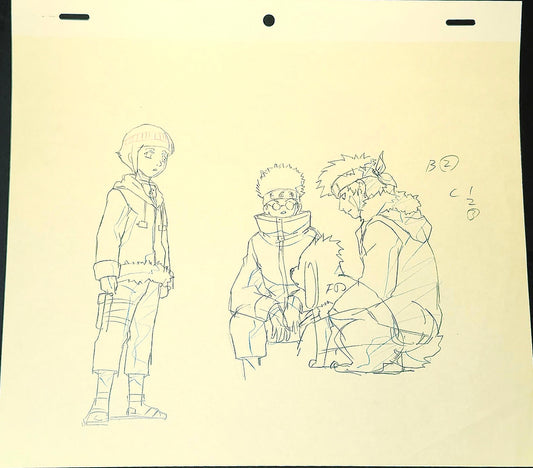 Naruto: Hinata, Kiba, Shino, and Akamaru animation genga 2 piece