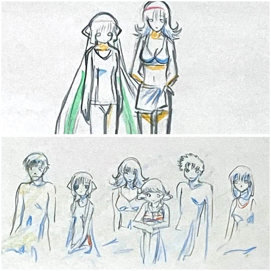 Chobits: Beach scene Chi + Hideki Motosuwa animation genga lot
