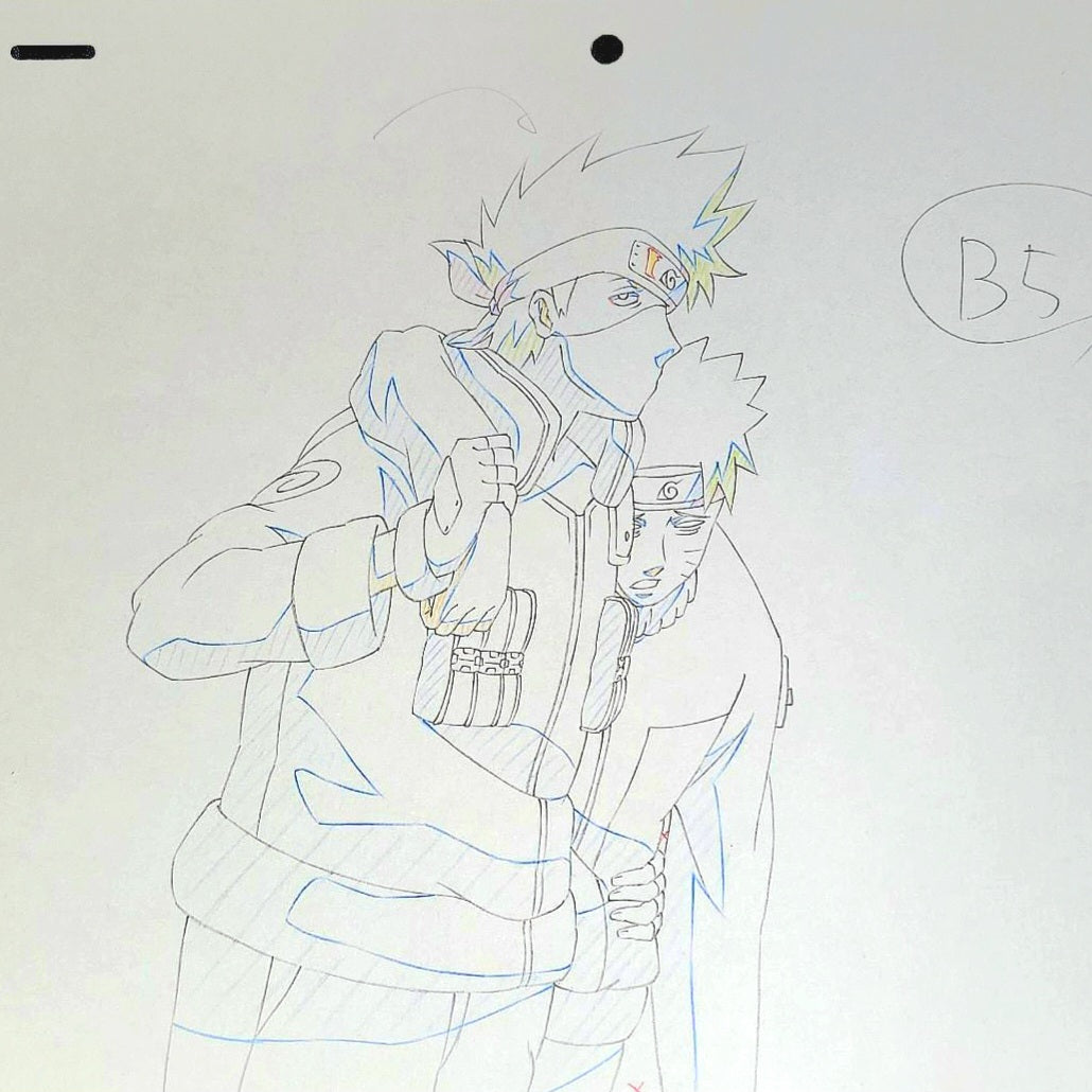 Naruto Shippuden: Kakashi + Naruto animation genga