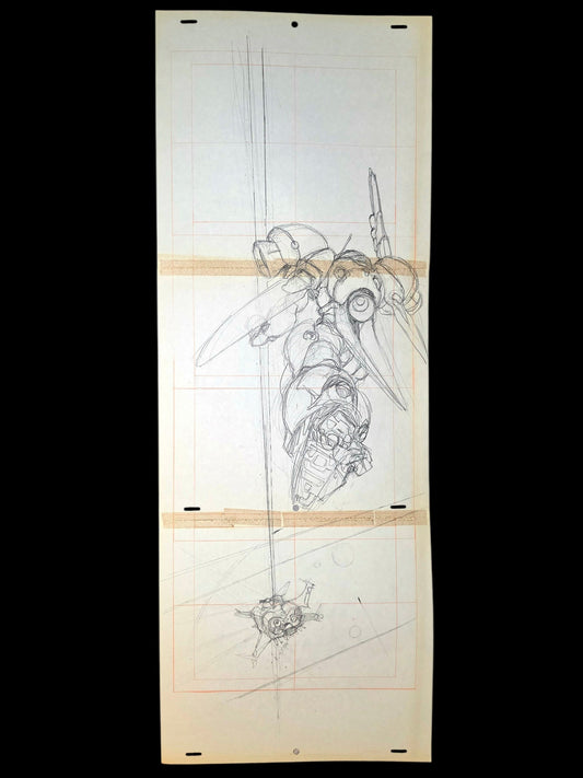 Mobile Suit Gundam 0083 Stardust Memory: *UNIQUE* Gundam & Spaceship + Moon Animation Rough Pan genga