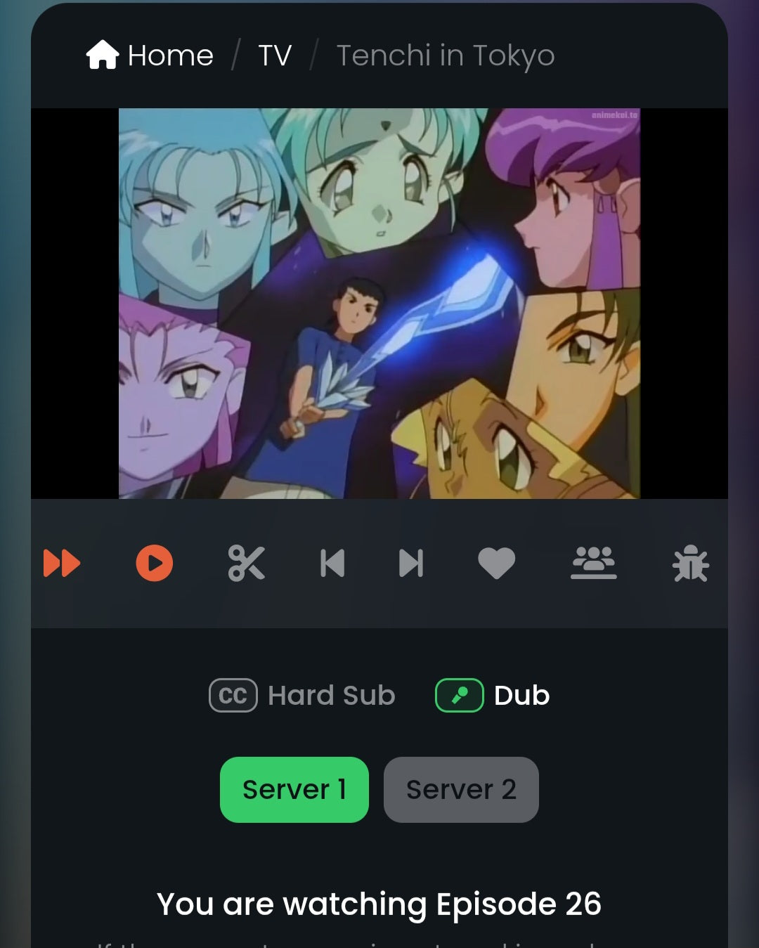 Tenchi Muyo Tenchi in Tokyo: Tenchi and his harem animation Cel w original background