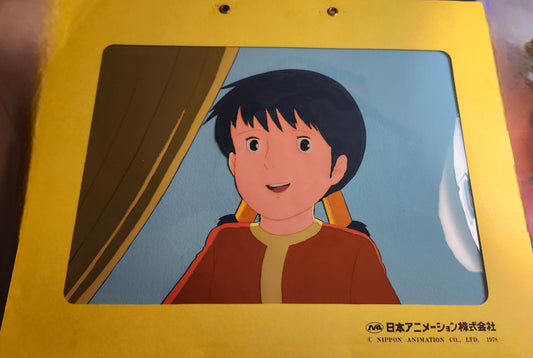 Future Boy Conan: Lana animation cel + background Hayao Miyazaki