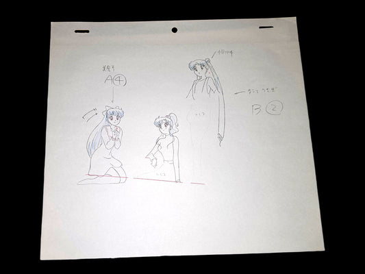 Sailor Moon: Usagi Tsukino, Minako Aino (Sailor Venus), Makoto Kino (Sailor Jupiter) & Chibi-Usa animation genga 3 pc corrections by Shinya Hasegawa
