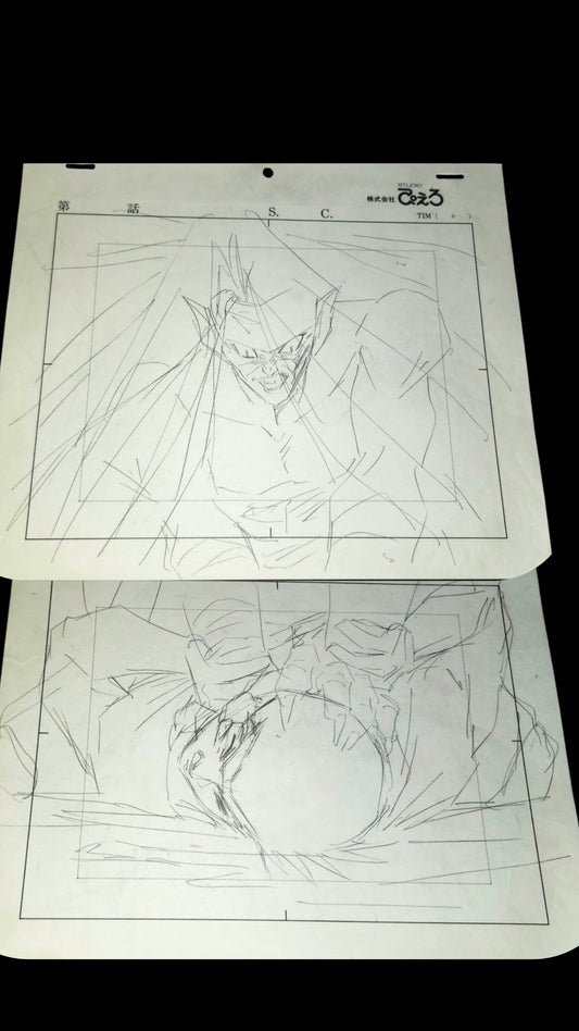 Yu Yu Hakusho: Raizen vs Yusuke animation layout genga pan set 4 pc Yoshihiro Togashi (Rare)