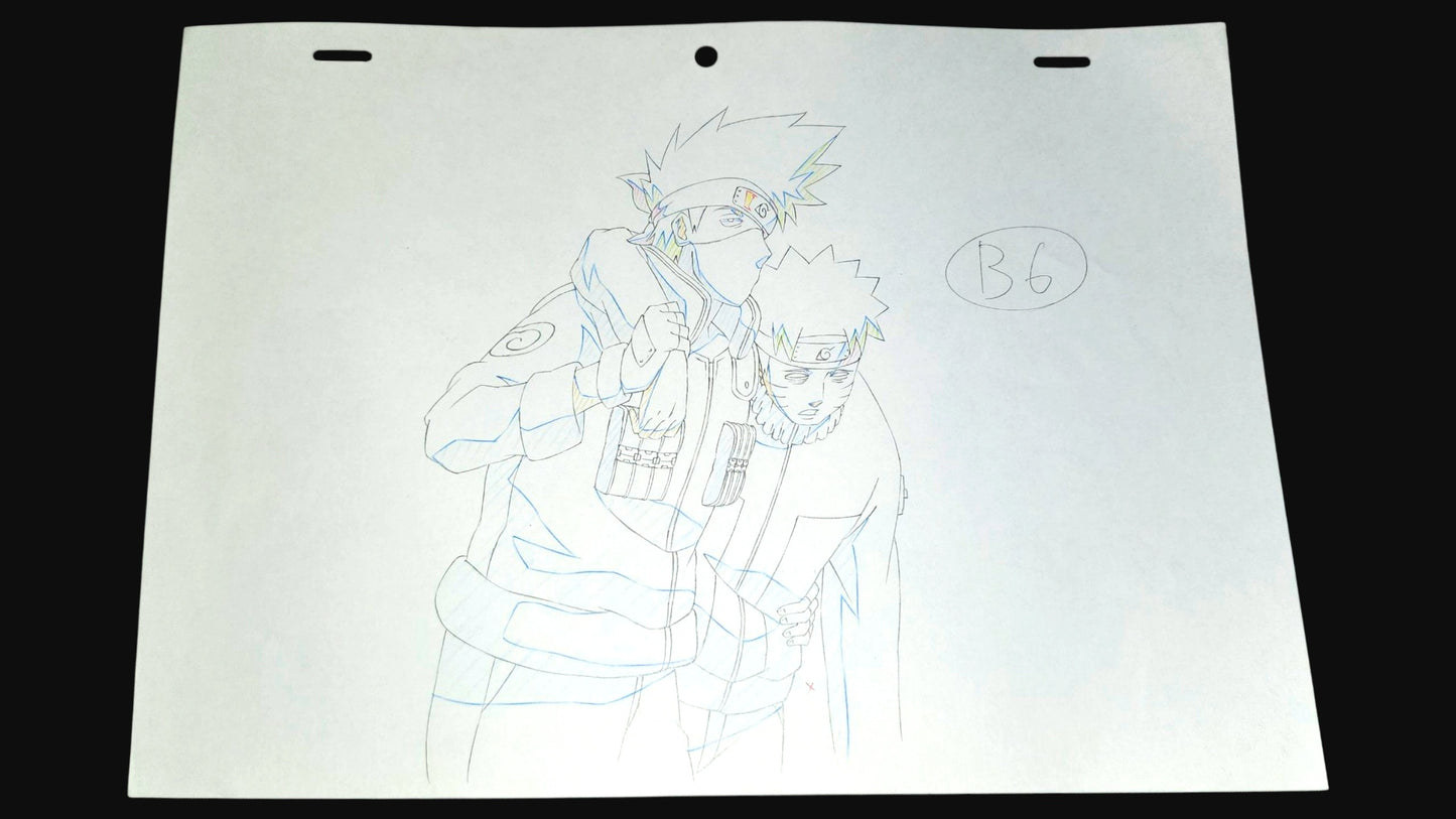 Naruto Shippuden: Kakashi + Naruto animation genga 2 pc