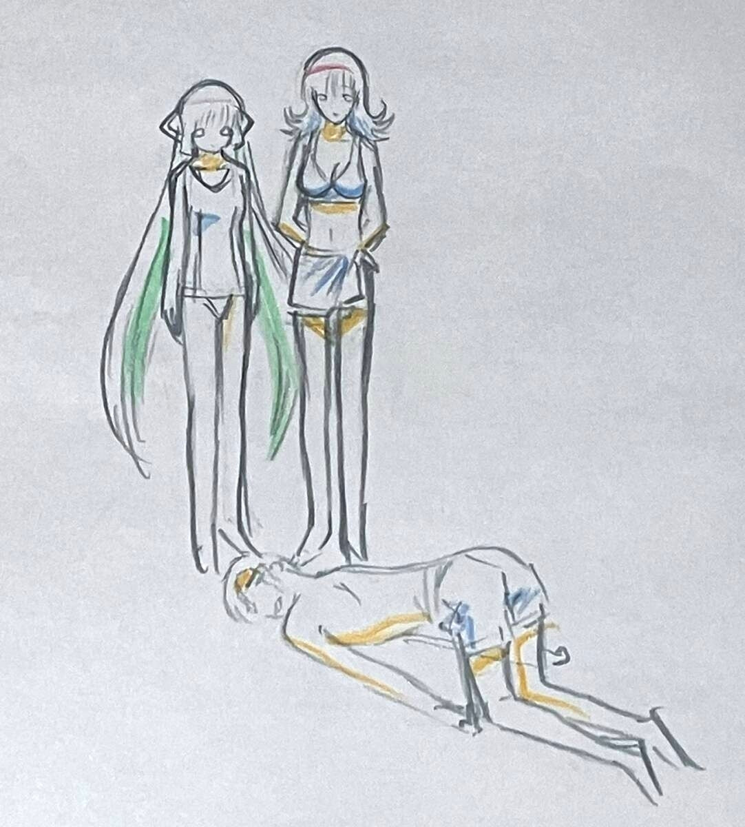 Chobits: Beach scene Chi + Hideki Motosuwa animation genga lot
