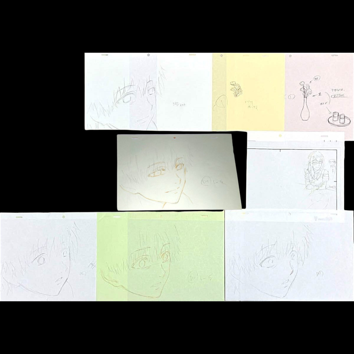Tokyo Ghoul: Rize + Kanaki ep #12 animation layout/genga set of 8 (Finale of s1)