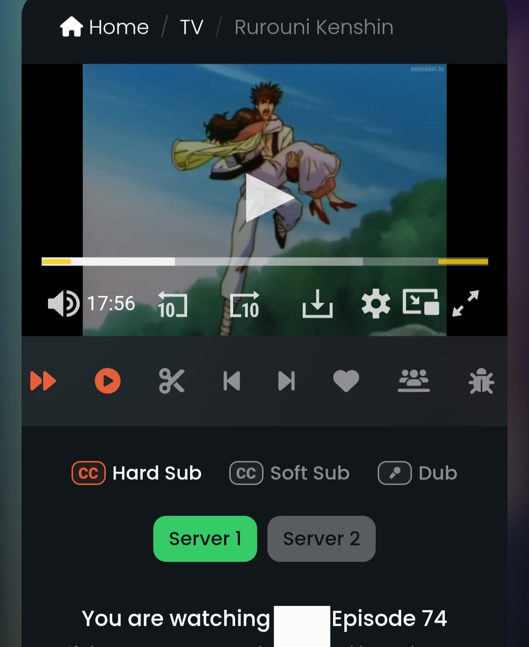 Rurouni Kenshin: Sanosuke animation cel ep 74
