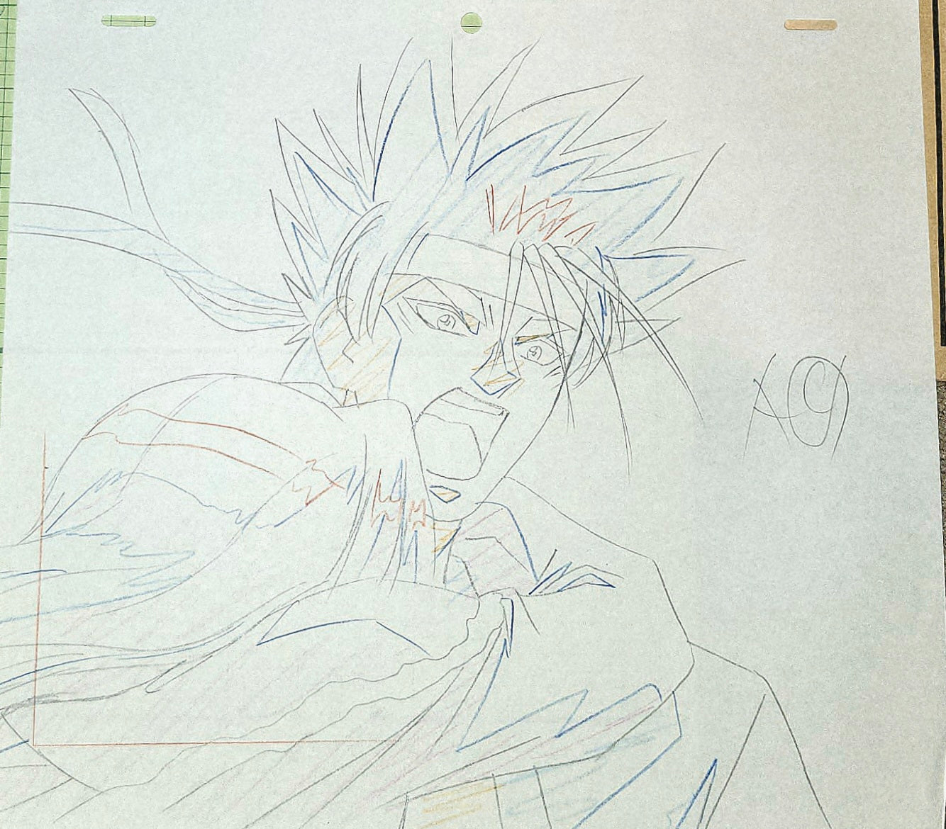 Rurouni Kenshin: Sanosuke animation layout + genga ep 74