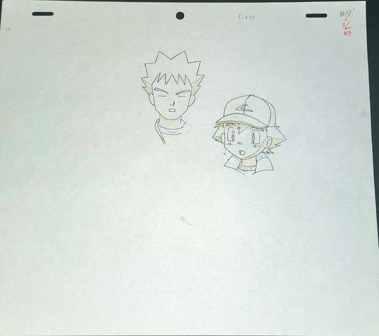 Pokemon: Ash/Satoshi & Brock animation genga