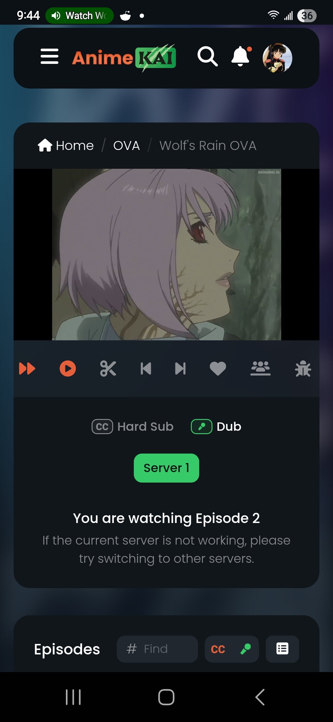 Wolf's Rain: Cheza extra large animation genga