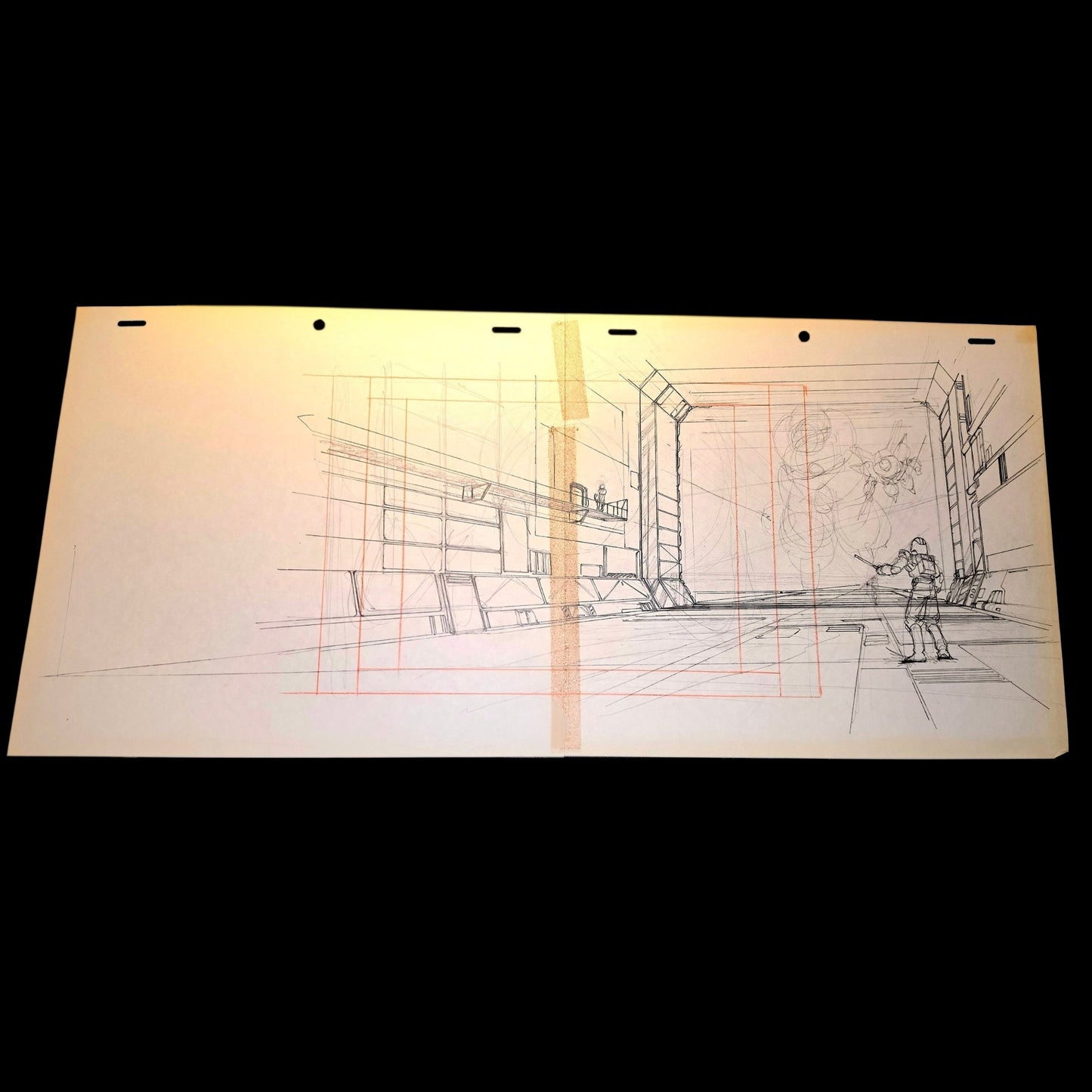 Mobile Suit Gundam 0083 Stardust Memory: *UNIQUE* Docking Bay? Animation Rough Pan genga