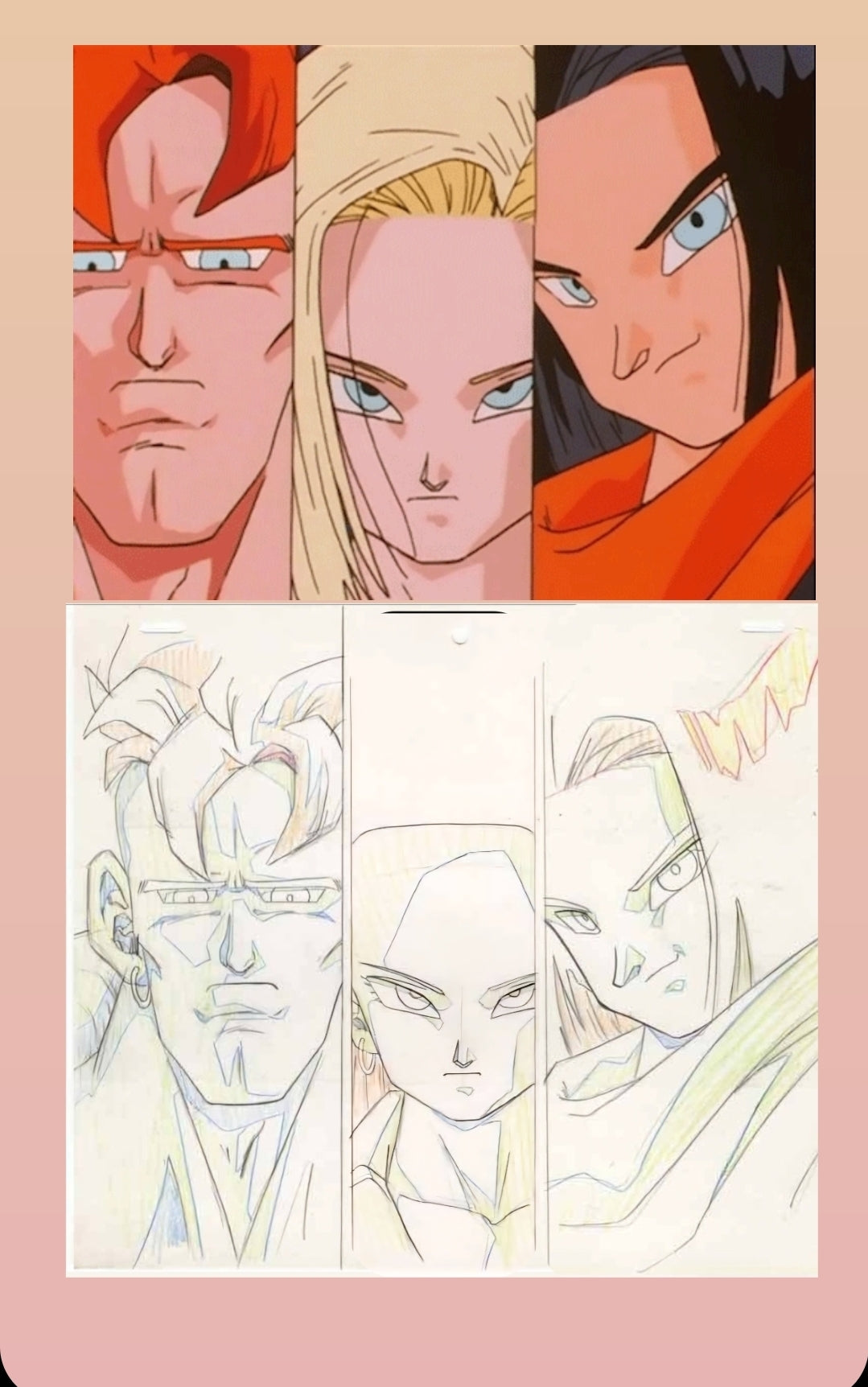 Dragonball Z: set of 10 (Androids premiere ep) episode 134 animation layout genga