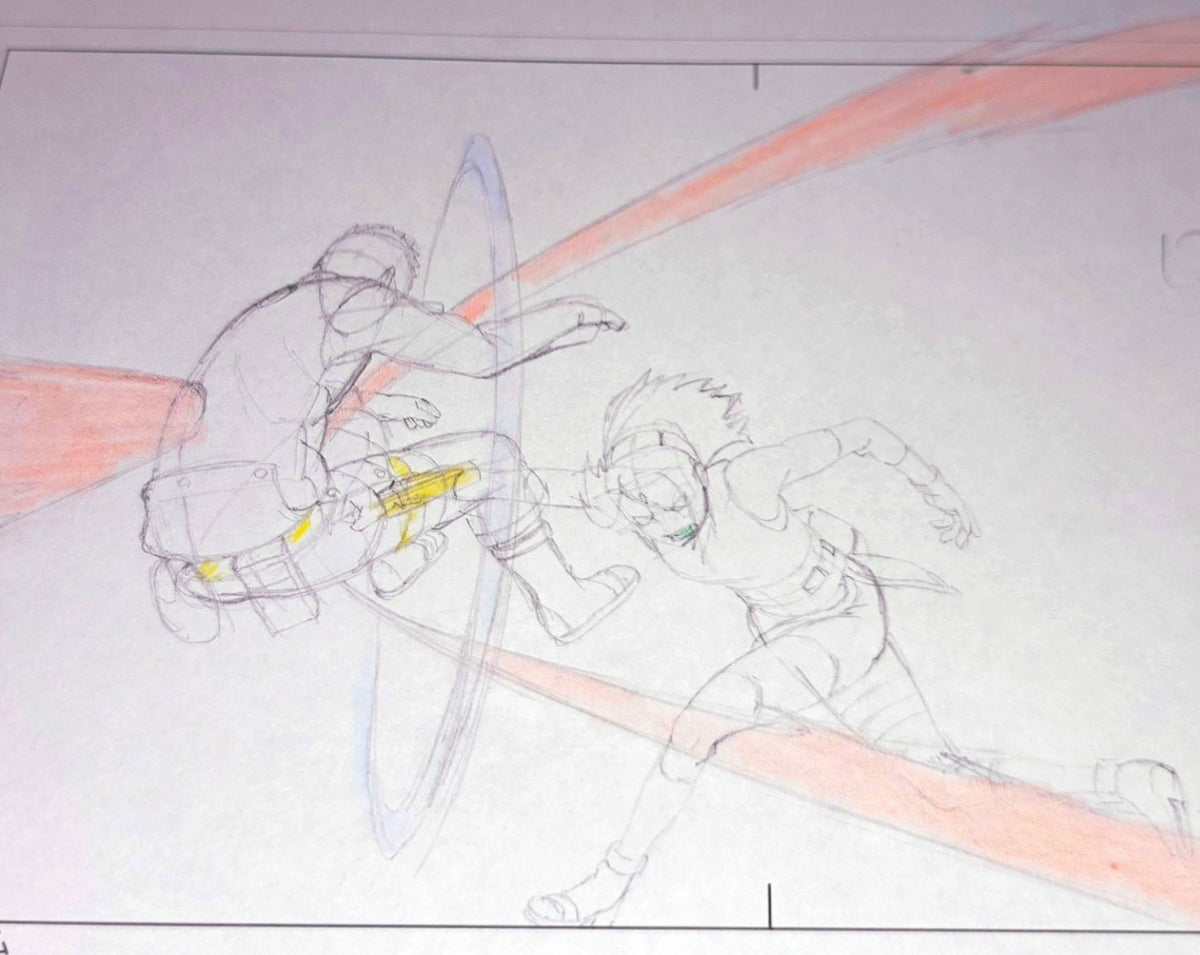 Naruto Shippuden: Sakura punches Naruto in front of Hinata animation layout genga 14pc set