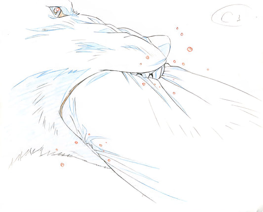Wolf's Rain: Blue (wolf form) biting Quent to wake him