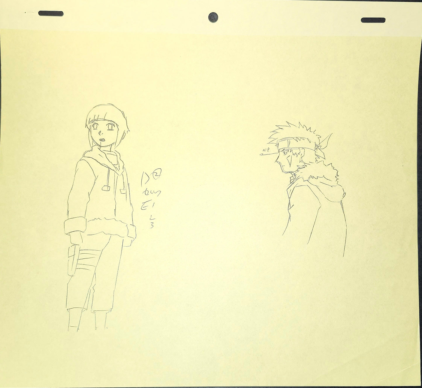 Naruto: Hinata, Kiba, Shino, and Akamaru animation genga 2 piece