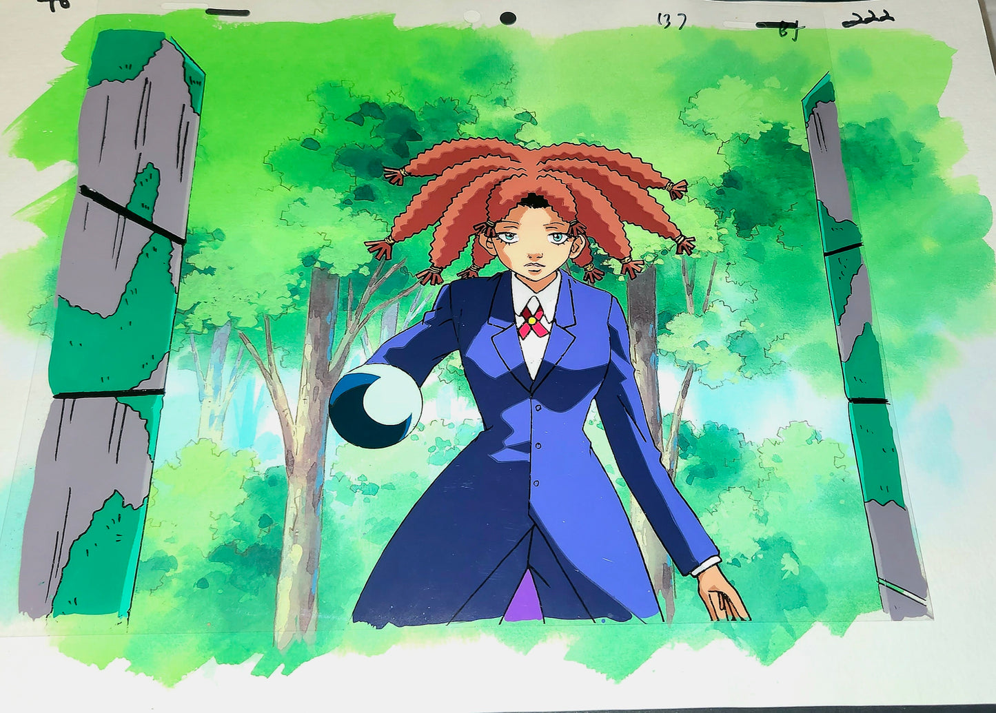 Hunter X Hunter: Canary animation cel + background