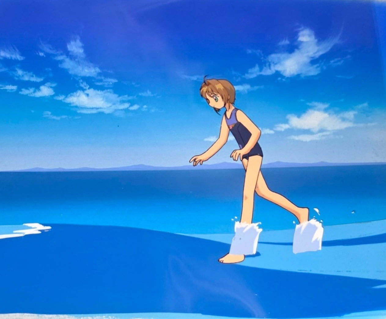 CardCaptor Sakura: Sakura Kinomoto bathing suit animation cel w background
