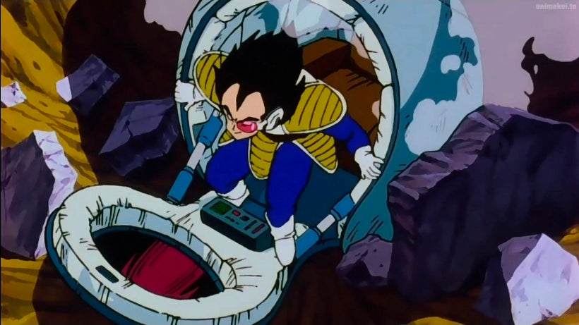 Dragonball z: Vegeta first appearance on earth w scouter +tail by Takeo Ide