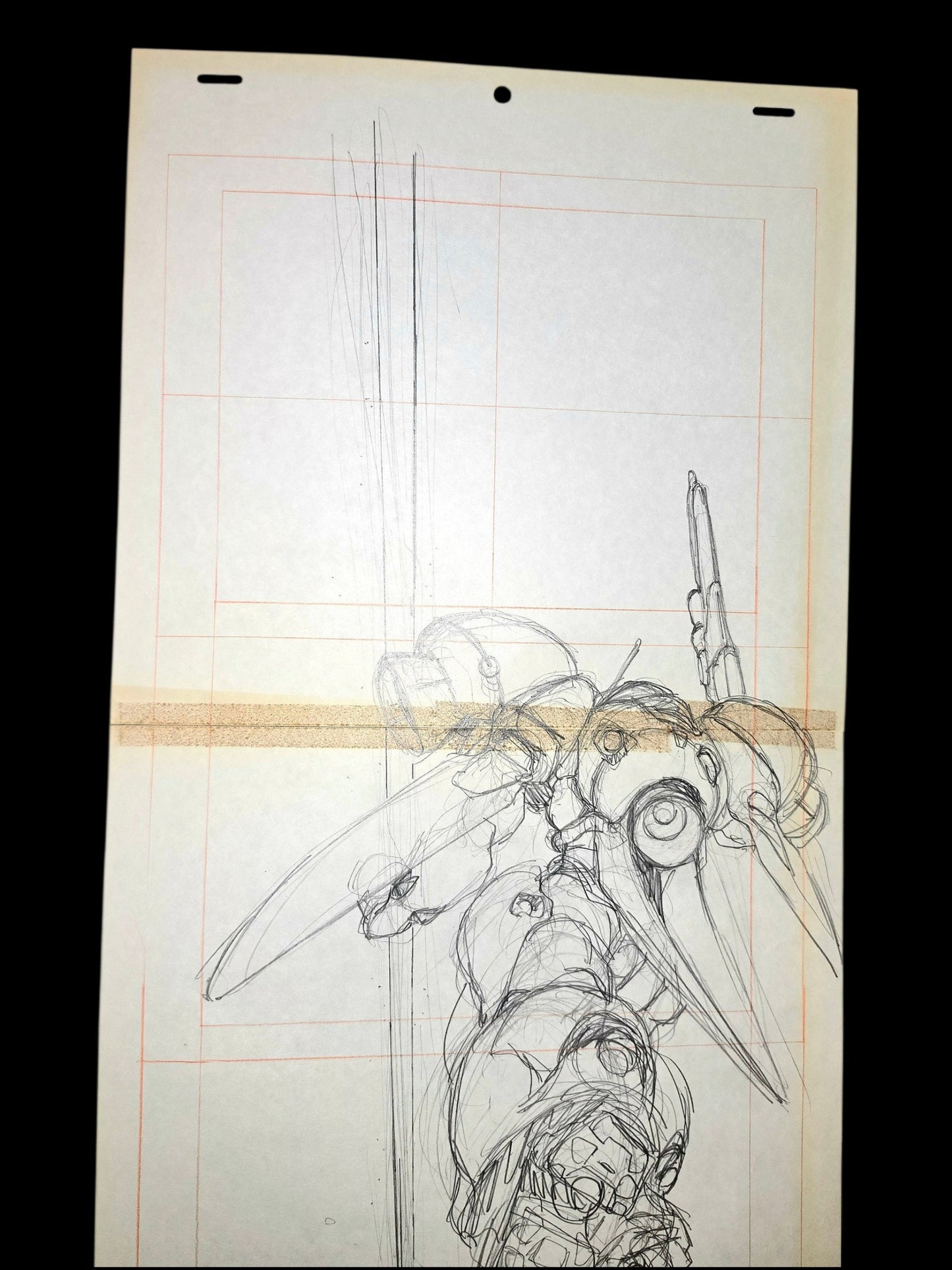 Mobile Suit Gundam 0083 Stardust Memory: *UNIQUE* Gundam & Spaceship + Moon Animation Rough Pan genga