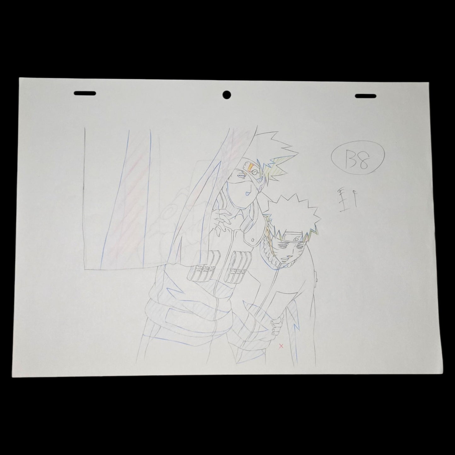 Naruto Shippuden: Kakashi + Naruto animation layout genga + timesheet 6 pc