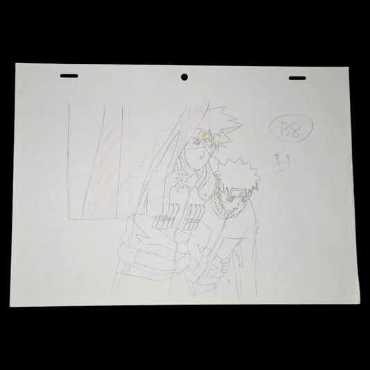 Naruto Shippuden: Kakashi + Naruto animation layout genga + timesheet 6 pc