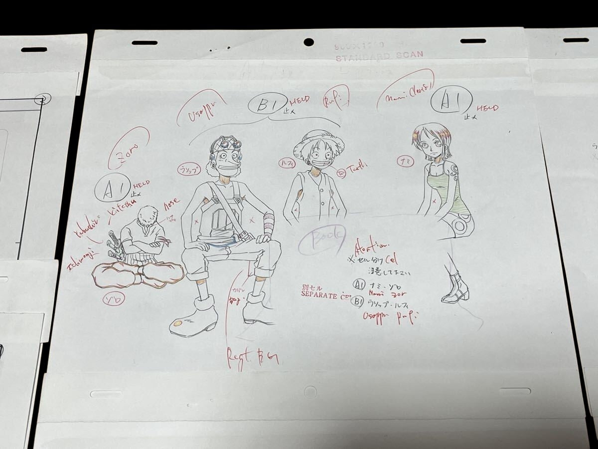One Piece: Luffy, Nami, Zoro & usopp group animation genga