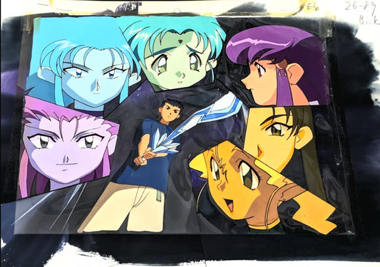 Tenchi Muyo Tenchi in Tokyo: Tenchi and his harem animation Cel w original background