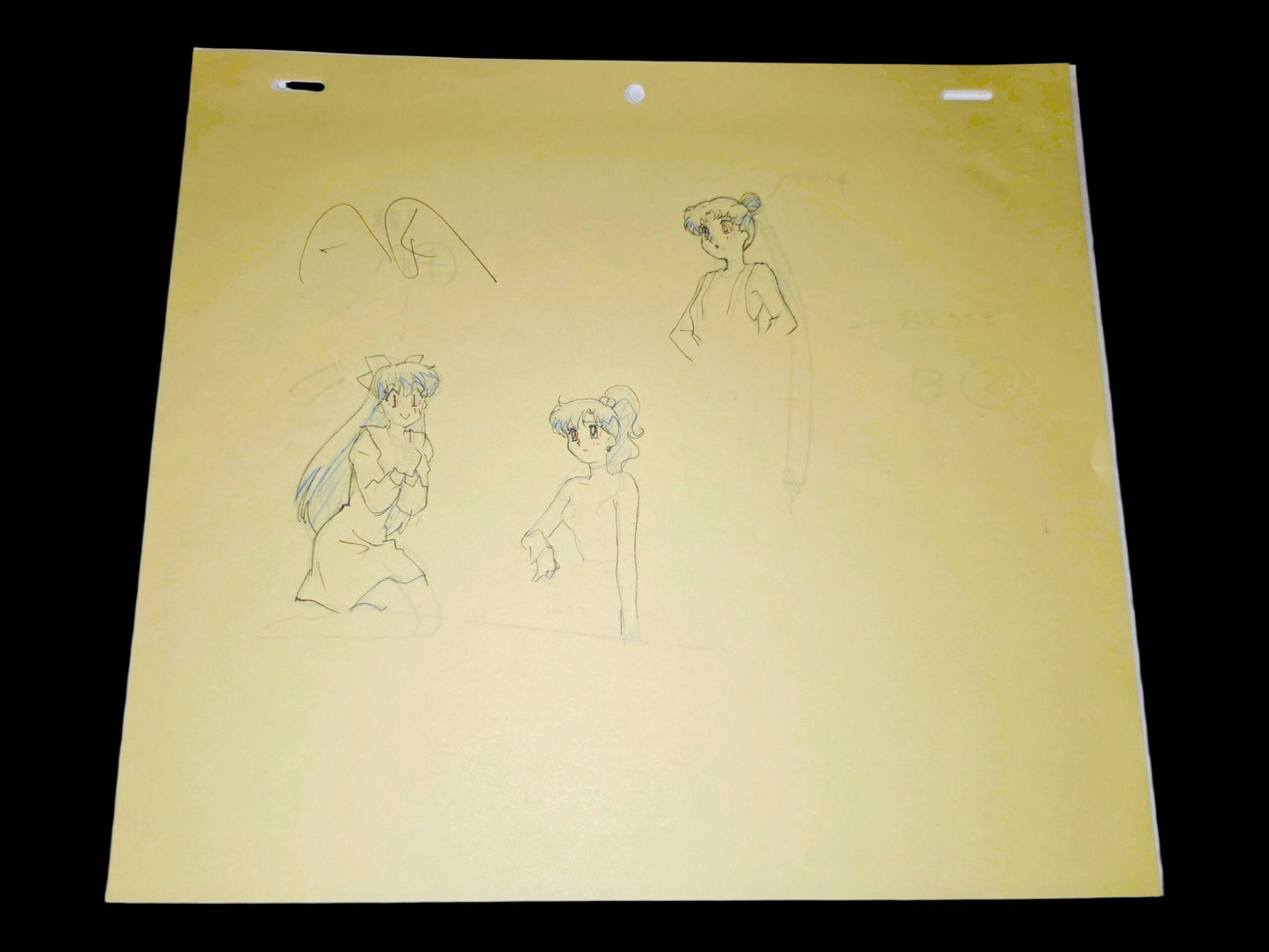 Sailor Moon: Usagi Tsukino, Minako Aino (Sailor Venus), Makoto Kino (Sailor Jupiter) & Chibi-Usa animation genga 4 pc corrections by Shinya Hasegawa