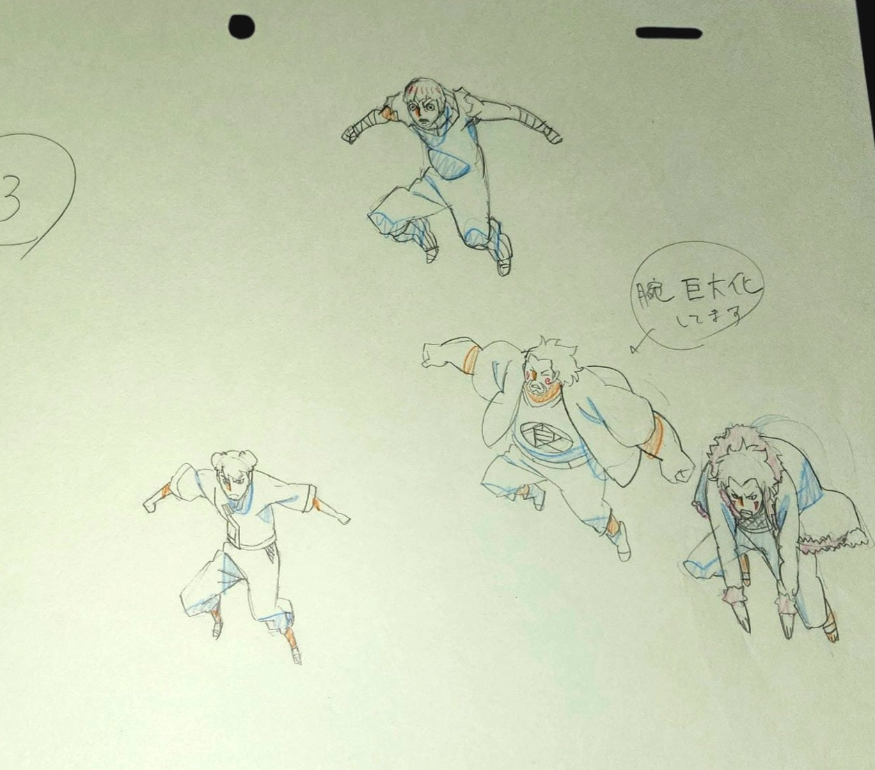 Naruto Shippuden: Rock Lee, Kiba, Choji& Ten ten animation genga