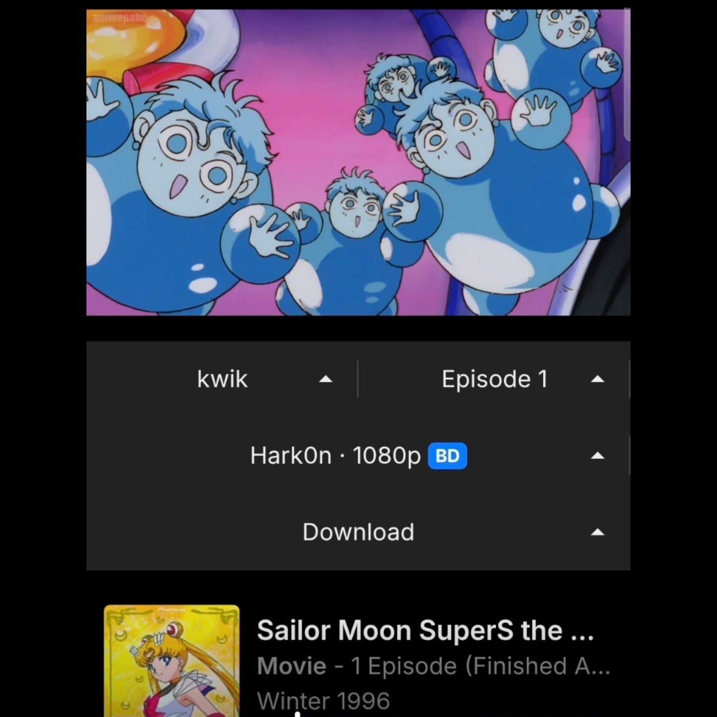 Sailor Moon SuperS the Movie: Bonbon Babies animation genga set