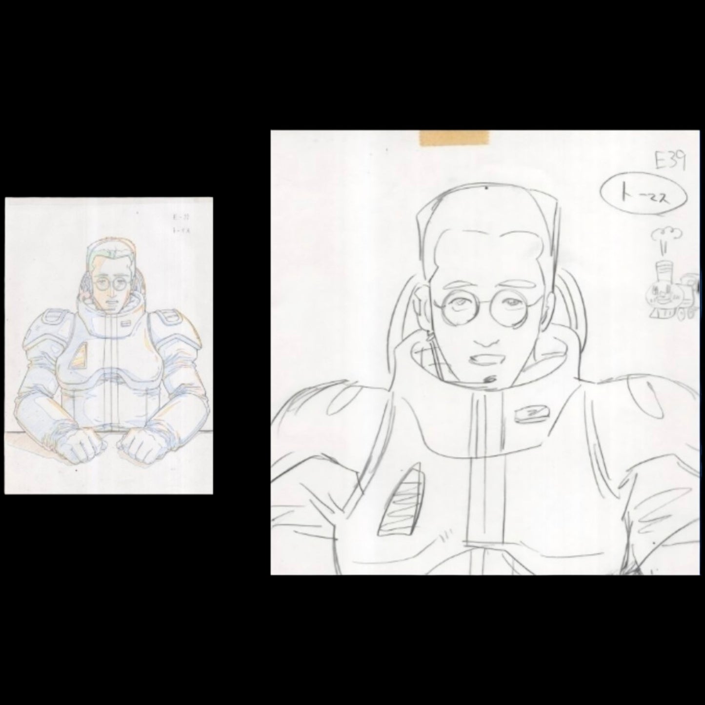 Mobile Suit Gundam The ride: Rare & Unique genga of Gundam character w Thomas the tank engine Nod