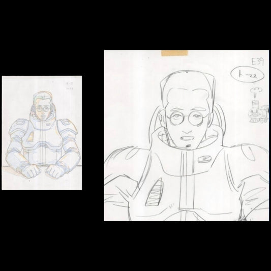 Mobile Suit Gundam The ride: Rare & Unique genga of Gundam character w Thomas the tank engine Nod
