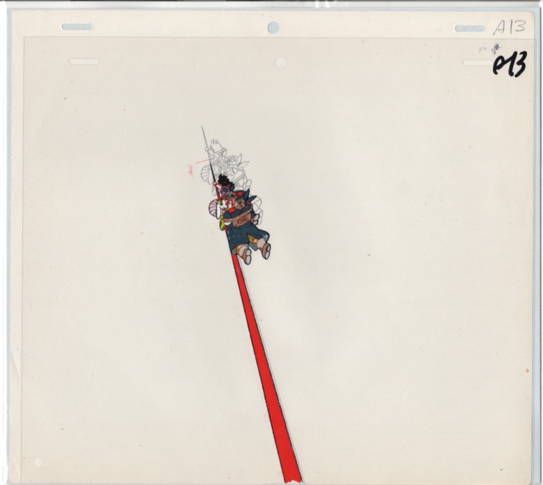 Dragonball: kid Goku + power pole and the Monster Rabbit gang animation cel episode 9